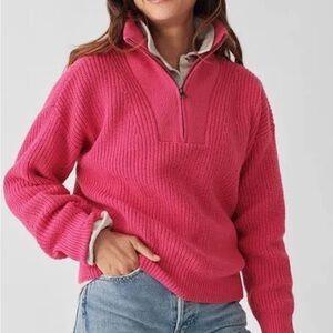 Faherty Women's Pink Half-Zip Sweater